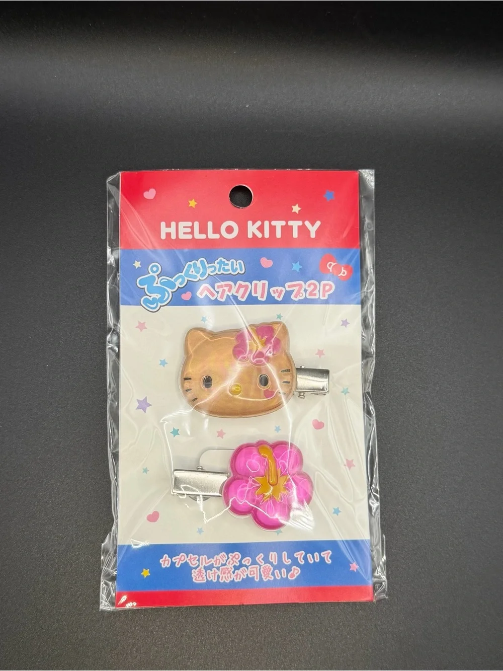 Sanrio tanned Hello Kitty with Hibiscus hair clips(one pair) HC9